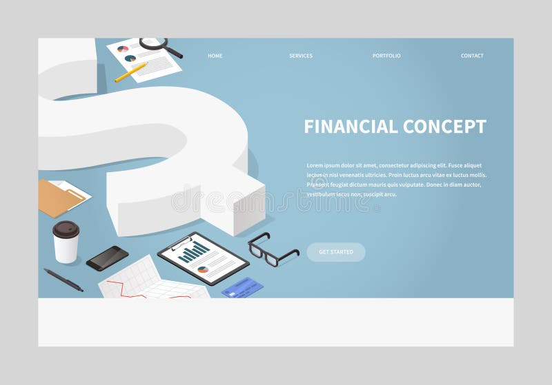 Concept de pagină de aterizare financiară izometrică vector illustration