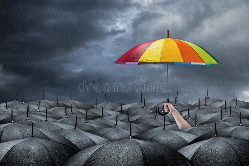 Concept de parapluie d'arc-en-ciel images stock Concept de parapluie d'arc-en-ciel images stock