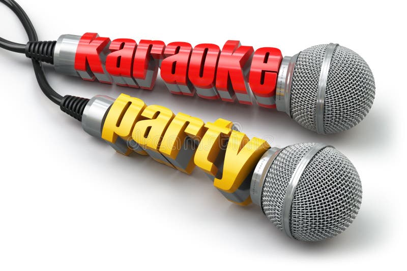 Concept De Partie De Karaoke Deux Microphones Avec Le Texte