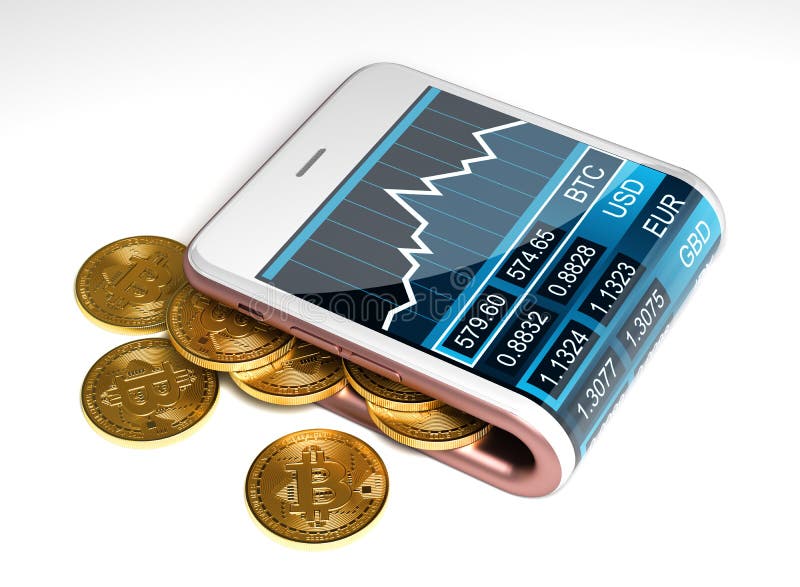 Concept de portefeuille numérique rose et de Bitcoins illustration stock