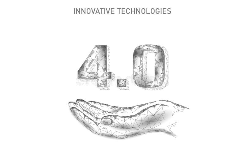 Concept de revoluție industrială viitor cu nivel scăzut de poli. industria 40 I. tehnologie online vector illustration