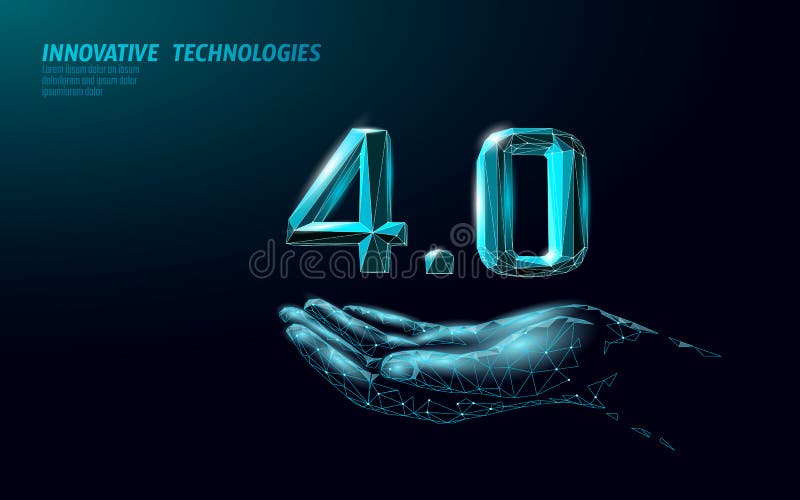 Concept de revoluție industrială viitor cu nivel scăzut de poli. industria 40 I. tehnologie online stock illustration