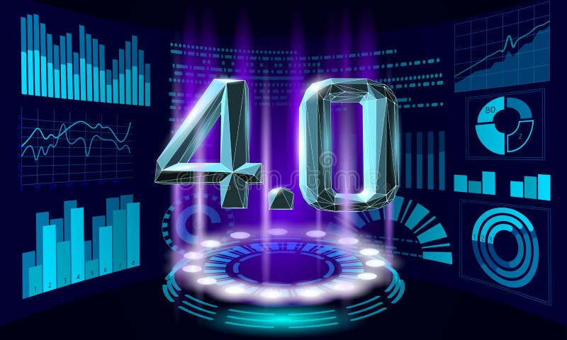 Concept de revoluție industrială viitor cu nivel scăzut de poli. industria 40 I. tehnologie online stock illustration
