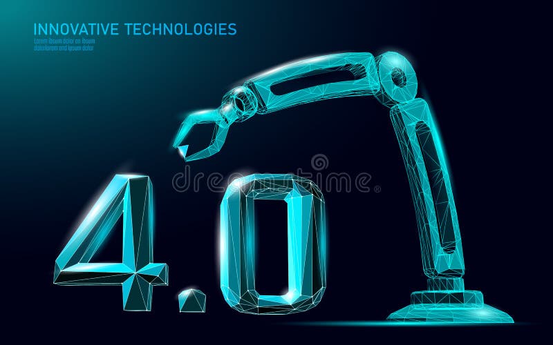 Concept de revoluție industrială viitor cu nivel scăzut de poli. industria 40 I. tehnologie online stock illustration