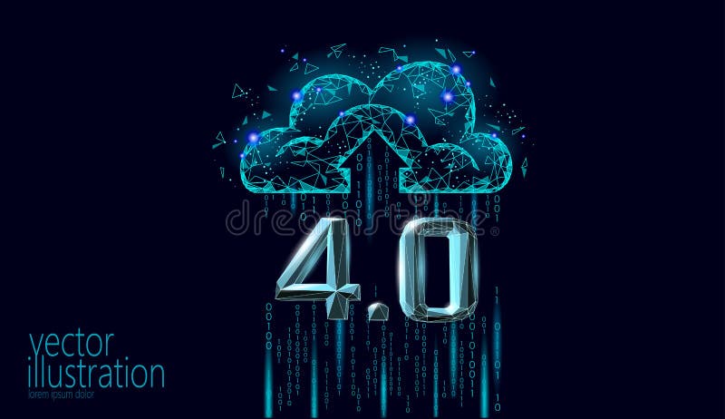 Concept de revoluție industrială viitor cu nivel scăzut de poli. industria 40 I. tehnologie online stock illustration