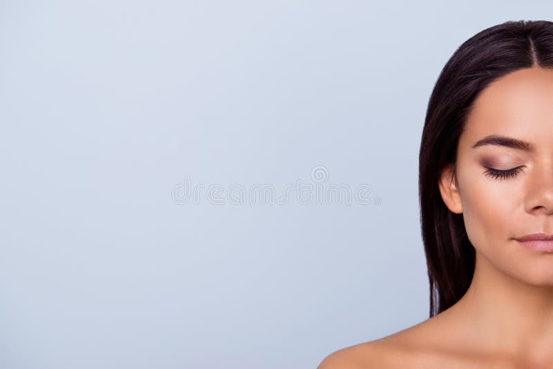Concept de santé et de beauté, d'harmonie et de soin P cultivé demi par visage photographie stock Concept de santé et de beauté, d'harmonie et de soin P cultivé demi par visage photographie stock