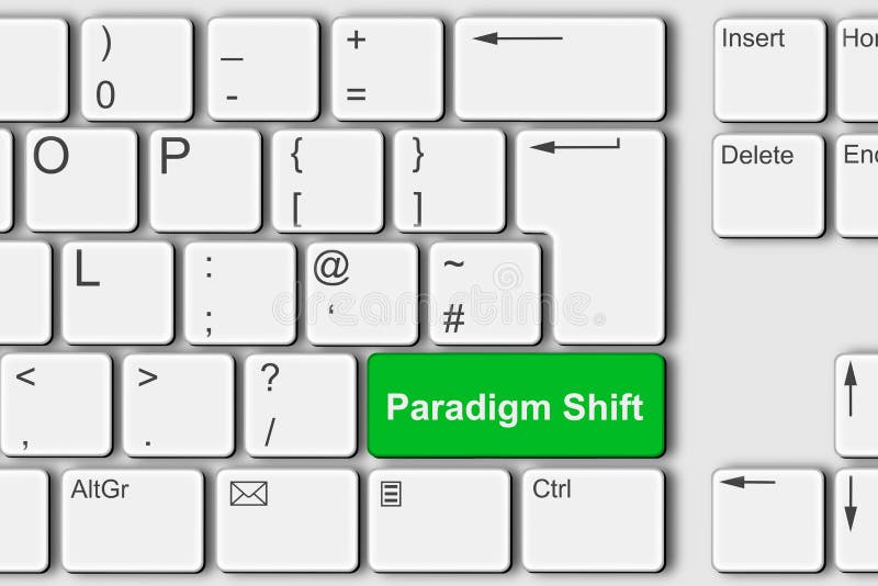 Concept de schimbare paradigmă pentru calculator tastatură PC 3d ilustrație stock illustration