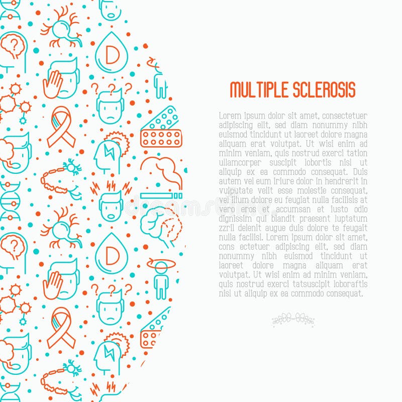 Concept de sclérose en plaques avec la ligne mince icônes illustration de vecteur Concept de sclérose en plaques avec la ligne mince icônes illustration de vecteur