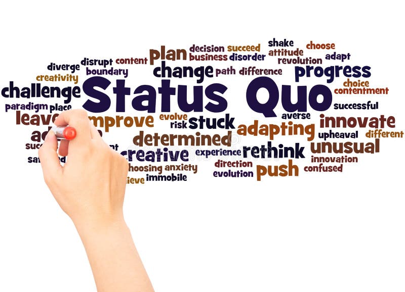 Concept de scriere manuală în cloud status quo word vector illustration