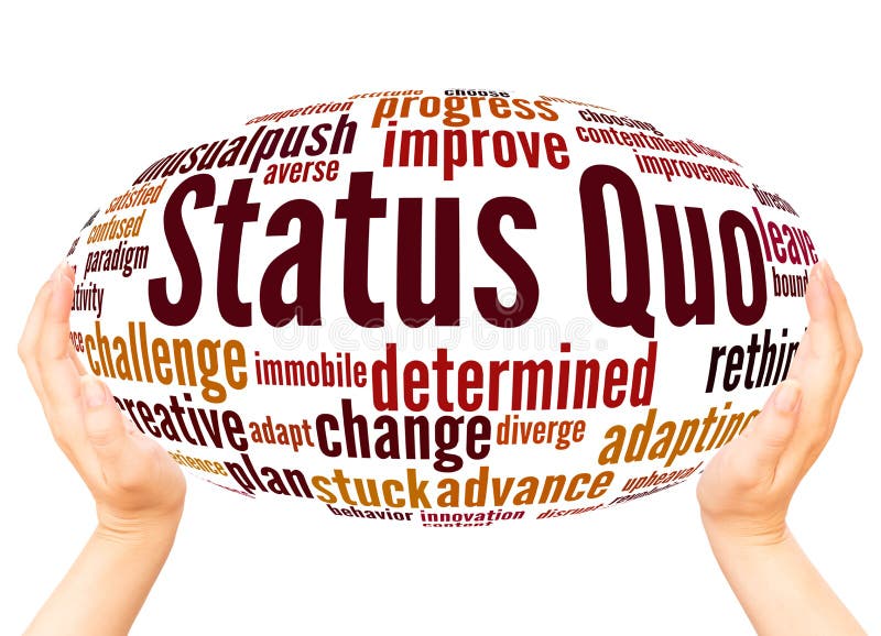Concept de sferă de mână de tip „cloud” status quo word vector illustration