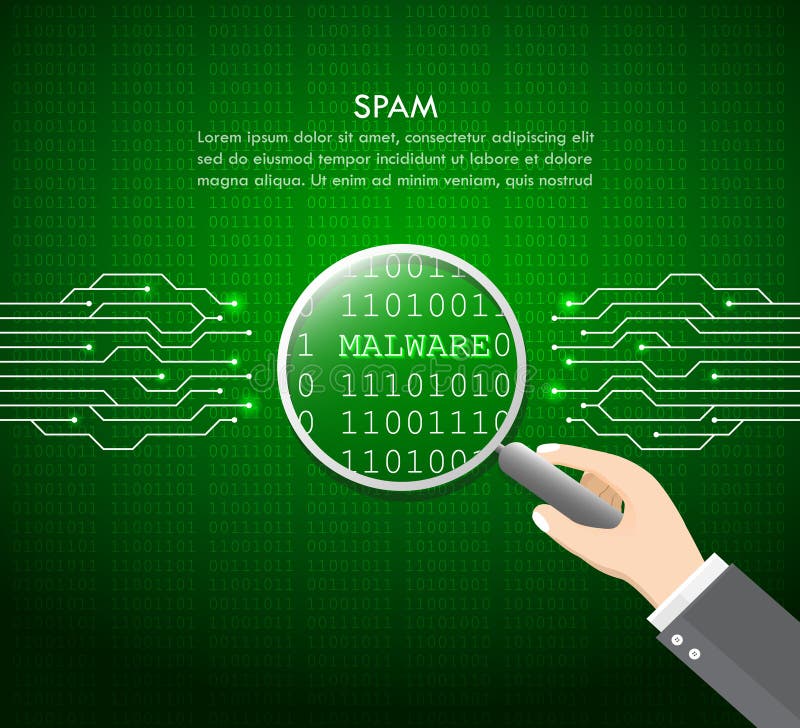 Concept de spam&spam pentru criminalitate informatică cu virus spam de alertă mesaj de e-mail vector illustration