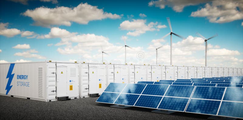 Concept de système industriel de stockage de l'énergie illustration stock Concept de système industriel de stockage de l'énergie illustration stock