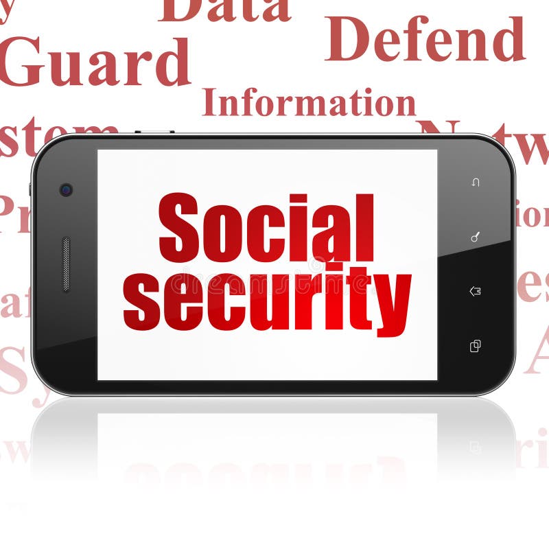 Concept de sécurité : Smartphone avec la sécurité sociale sur l'affichage illustration de vecteur Concept de sécurité : Smartphone avec la sécurité sociale sur l'affichage illustration de vecteur