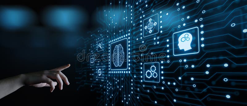 Concept de technologie d'Internet d'affaires d'apprentissage automatique d'intelligence artificielle images libres de droits