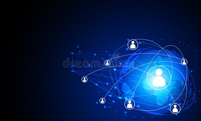Concept de tehnologie abstractă Internet futuristic network connection uman communication with world map circle future future tech vector illustration