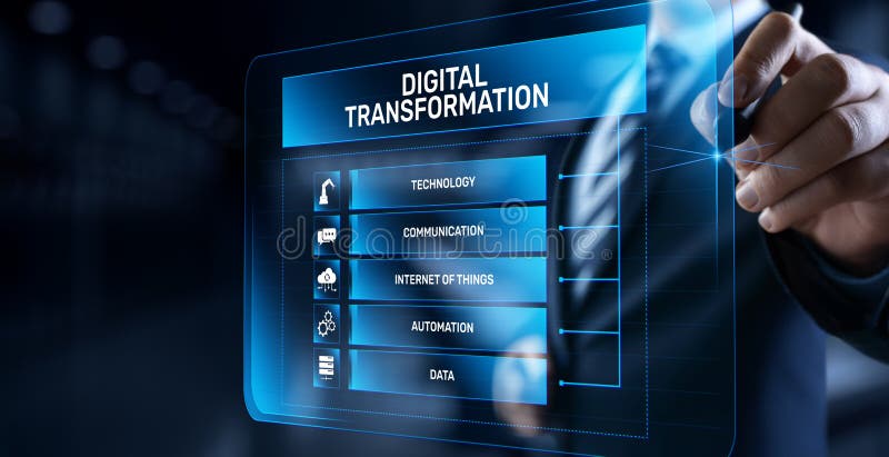 Concept de tehnologie a inovării pentru perturbarea digitalizării prin transformare digitală. royalty free stock photo