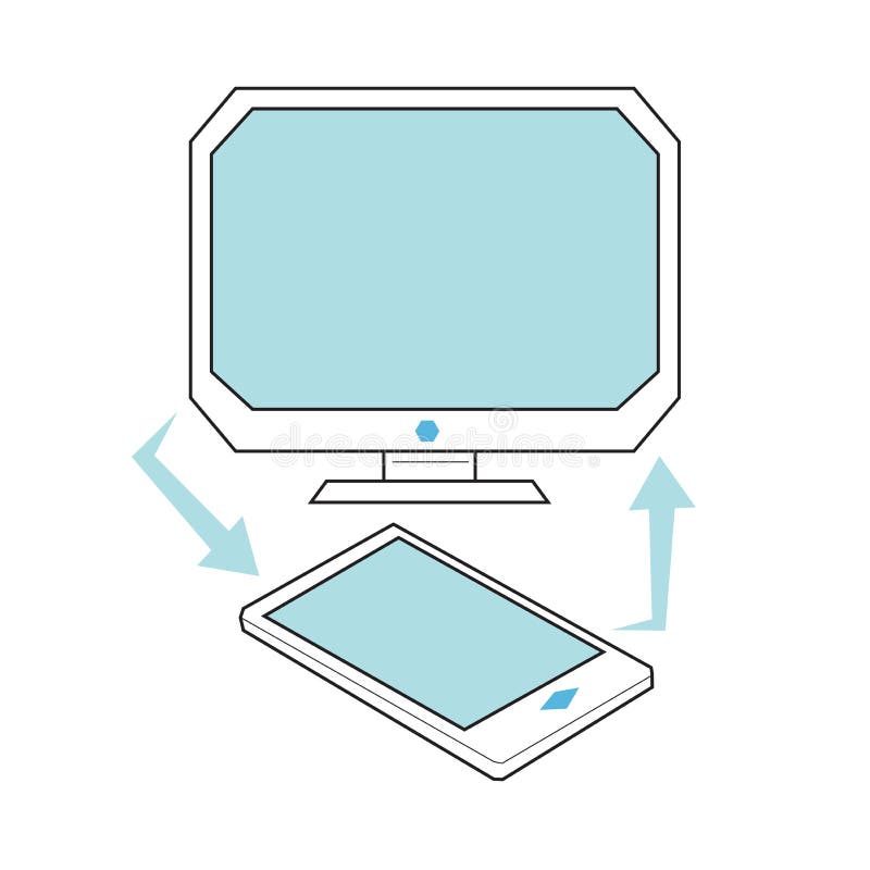 Concept de transfert de fichier de bureau et de téléphone portable illustration stock Concept de transfert de fichier de bureau et de téléphone portable illustration stock