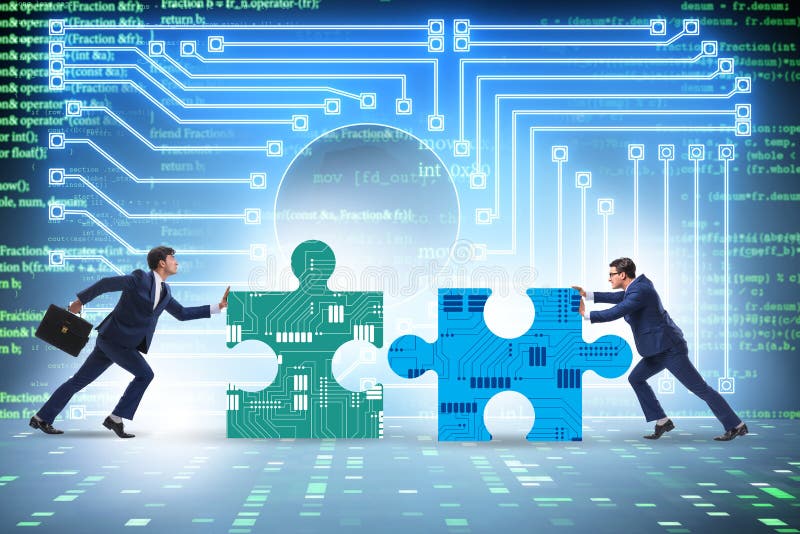 Concept de transformare digitală cu puzzle stock photo