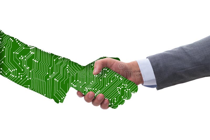 Concept de transformare digitală cu strângere de mână royalty free stock images