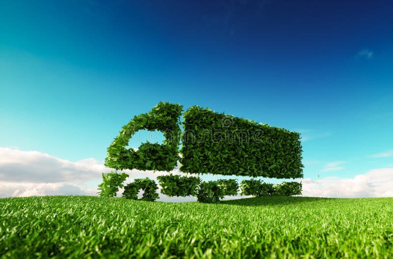 Concept de transport ecologic 3d, care face verde stock illustration