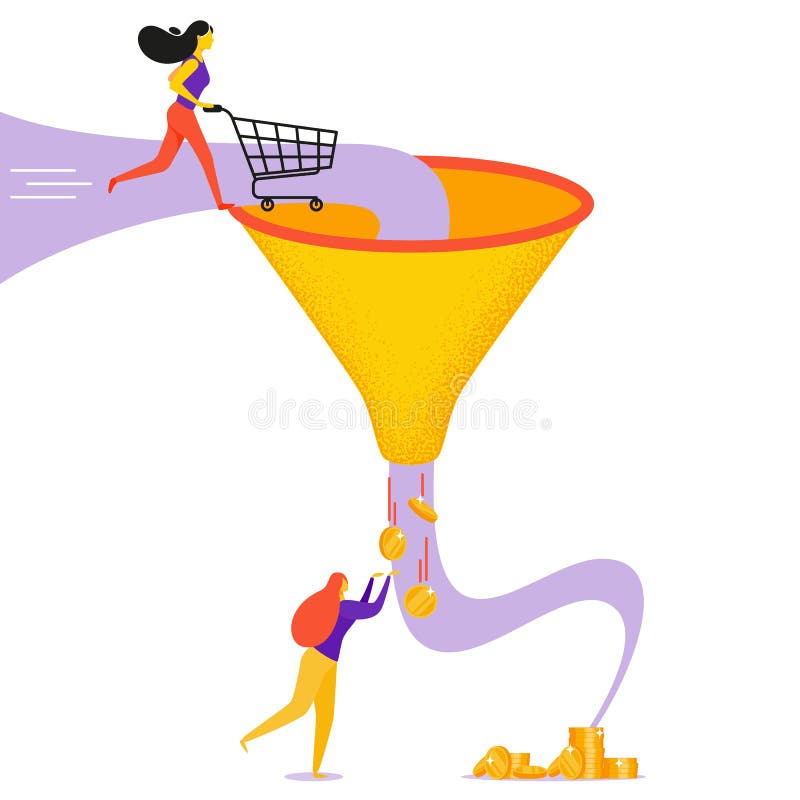 Concept de vecteur d'entonnoir de ventes illustration stock Concept de vecteur d'entonnoir de ventes illustration stock