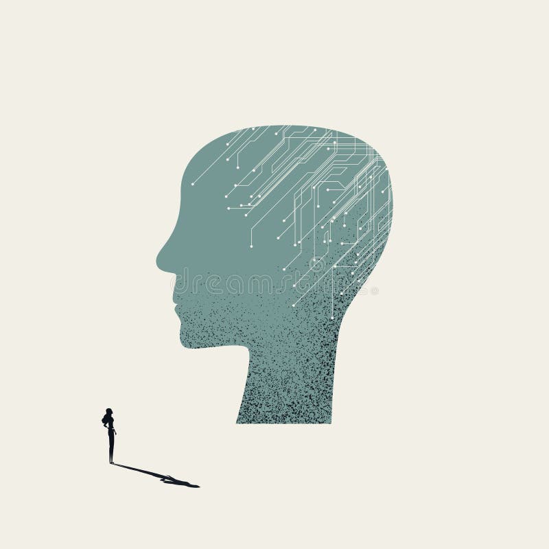 Concept de vector al tehnologiei informațiilor artificiale. simbol al viitoarei rețele vizuale științifice. ilustrare minimă. royalty free illustration