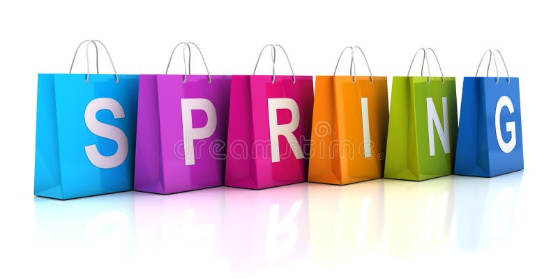 Concept de vente de ressort avec le panier illustration libre de droits Concept de vente de ressort avec le panier illustration libre de droits