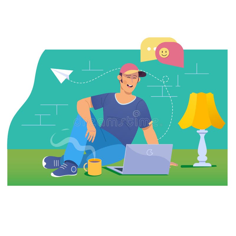 Concept de Web de Live Chat Chatting Communication Digital Datation en ligne et concept social de mise en réseau - adolescent cau illustration stock Concept de Web de Live Chat Chatting Communication Digital Datation en ligne et concept social de mise en réseau - adolescent cau illustration stock