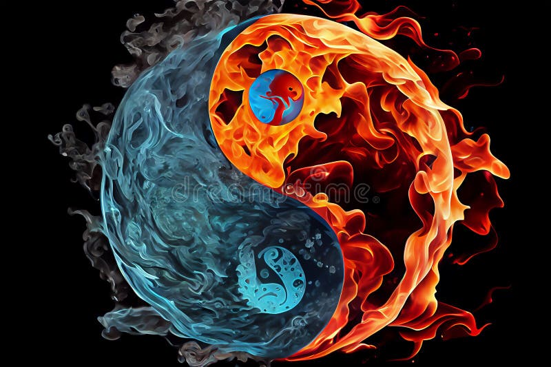 Concept de yinyang incendie et eau illustration libre de droits