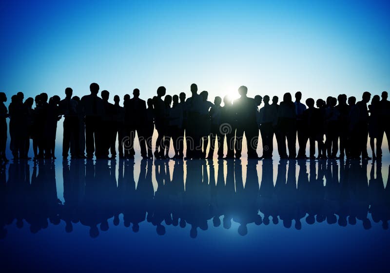 Concept debout de silhouette d'entreprise constituée en société de personnes de groupe images stock