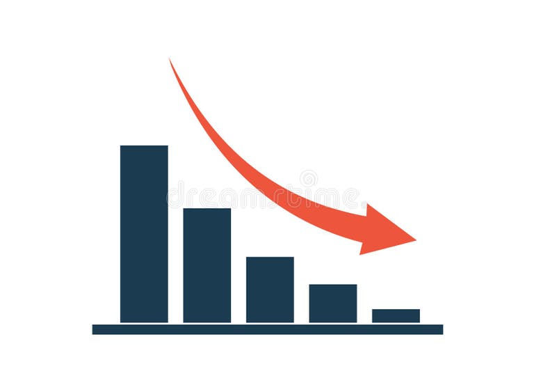 Concept Decrease Colum Chart with Fall Arrow Stock Vector ...