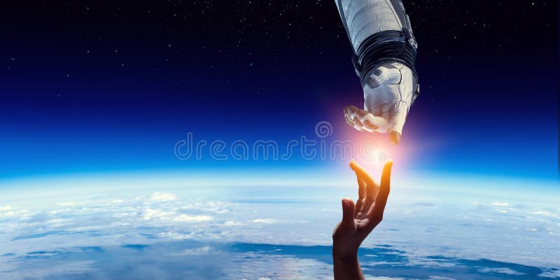 Concept of deep space exploration. Mixed media royalty free stock photography Concept of deep space exploration. Mixed media royalty free stock photography