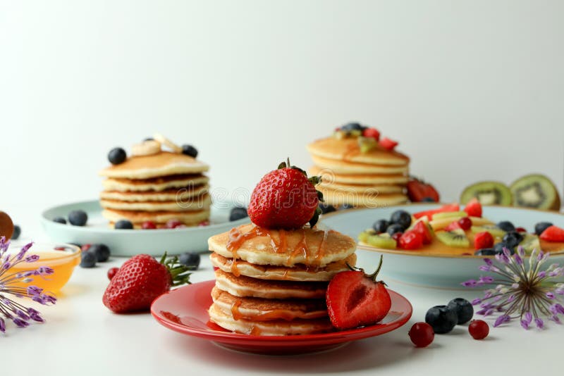 Dessert Pancakes with Ice Cream and Fruit Sauce Stock Image Image