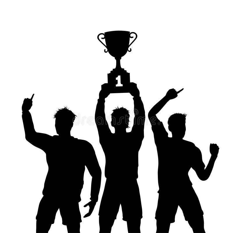 Trophy Teamwork Winners Celebrate Stock Vector Illustration Of