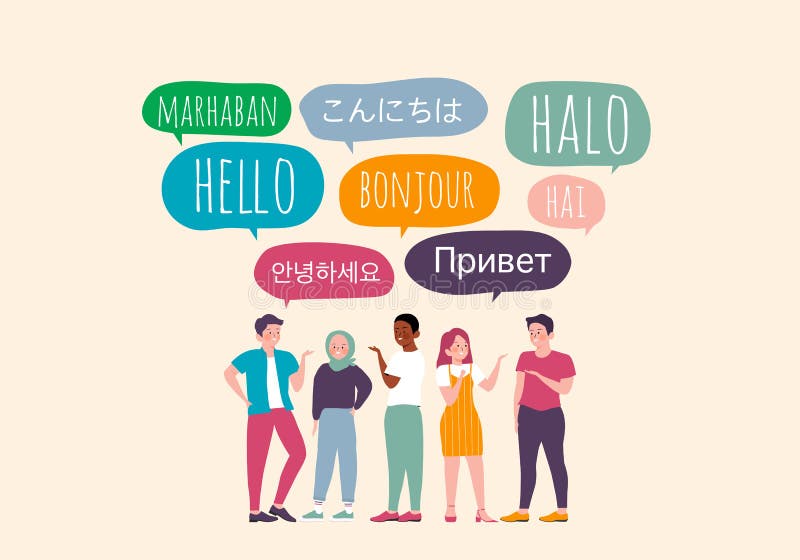 Concept Différent De Bulle Du Discours De Langue Bonjour. Bonjour Dans Différentes Langues 