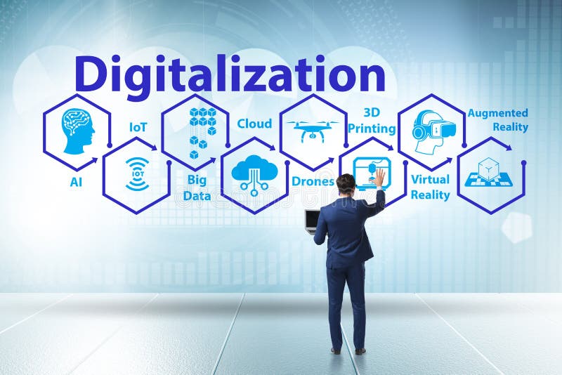 Concept digital de transformare și digitalizare stock images