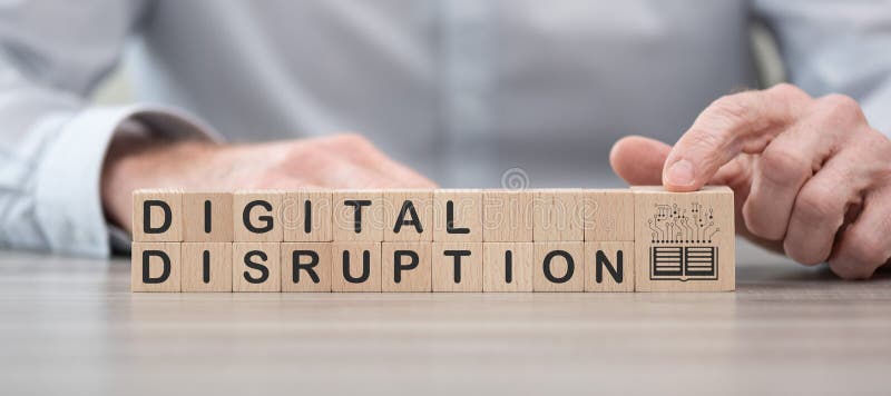 Concept of digital disruption stock photography