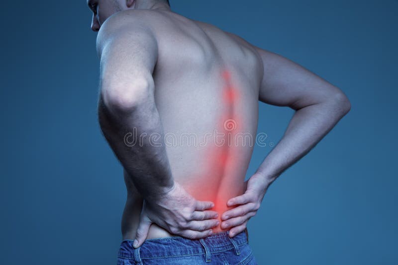 Concept disease. Pain in spine royalty free stock image