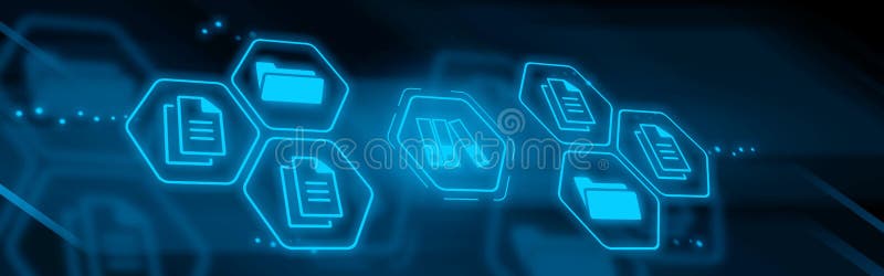 Concept document management system or DMS. Abstract virtual image with folders and archives. stock photos