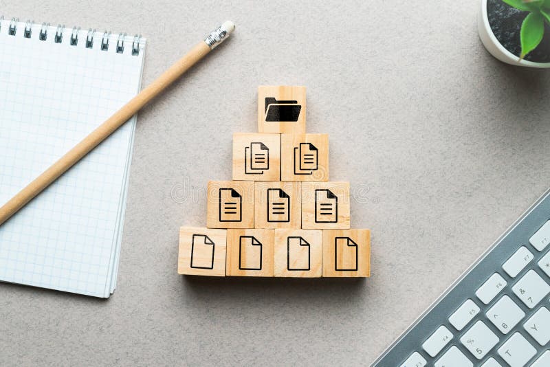 Concept document management system or DMS. Cataloging and structural archiving of folders and files. royalty free stock photos