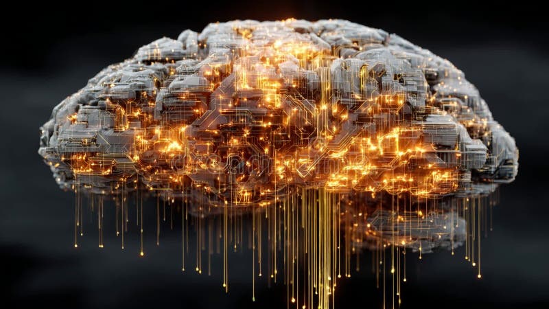 Concept du cerveau numérique futuriste. illustration libre de droits