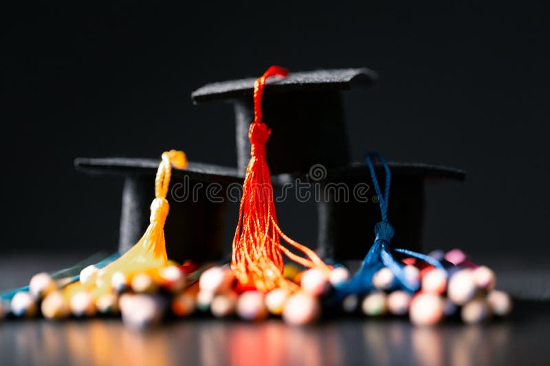Concept education is business scholarship essential idea globalization, mortarboard students learn and study in universities and stock photos
