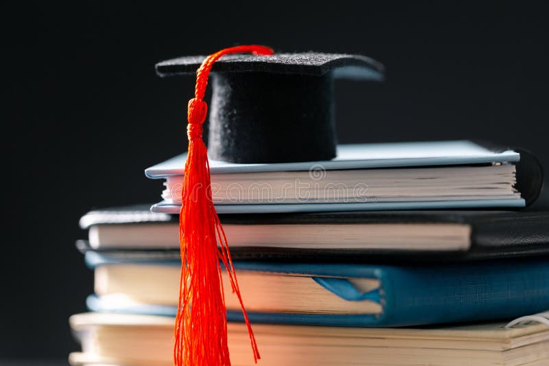 Concept education is business scholarship essential idea globalization, mortarboard students learn and study in universities and stock photography