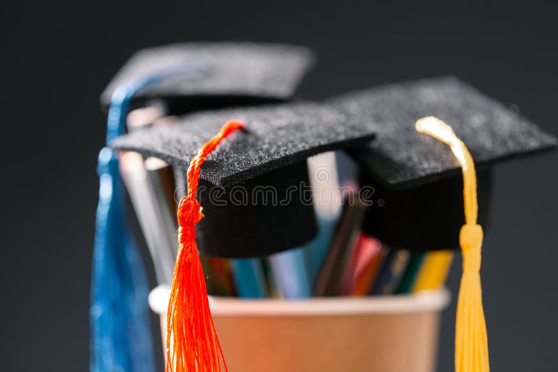 Concept education is business scholarship essential idea globalization, mortarboard students learn and study in universities and royalty free stock images