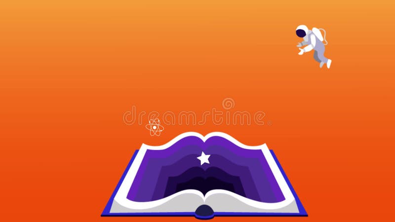Concept of education and training. Open book on orange background. vector illustration