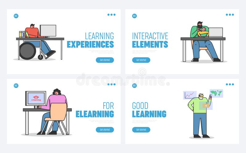 Concept of Elearning. site Landing Page Stock Vector Illustration