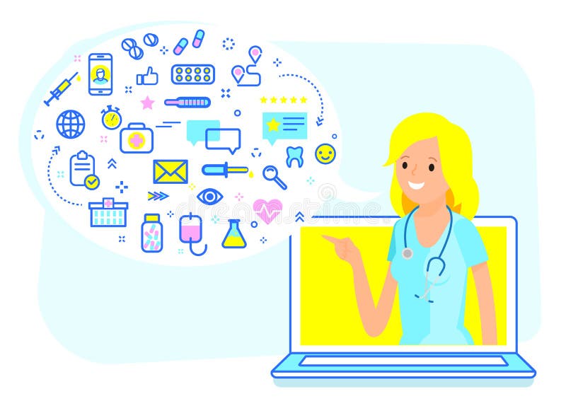 Concept en ligne de consultation médicale illustration stock Concept en ligne de consultation médicale illustration stock