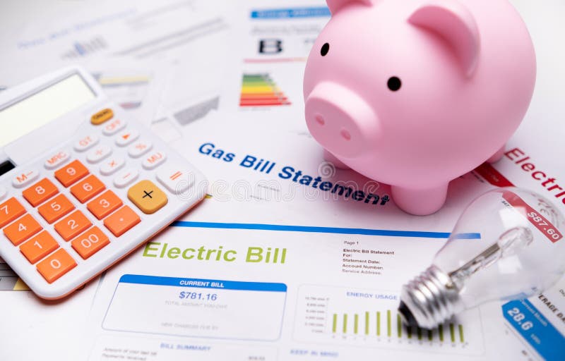 concept-of-energy-prices-and-tax-payments-with-energy-bills-stock-photo