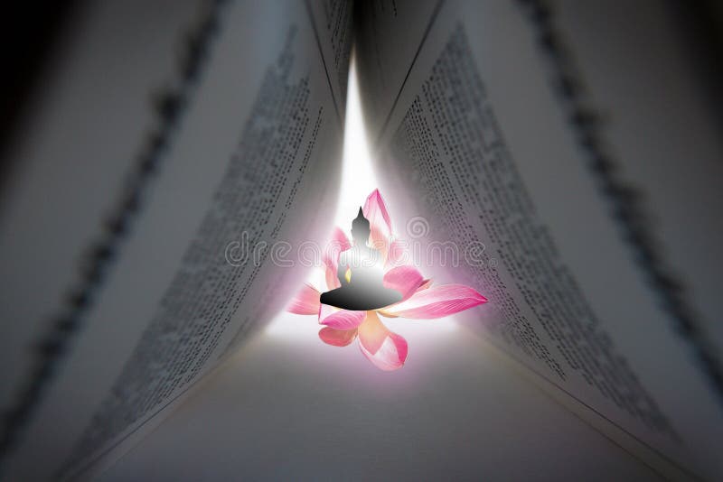 Concept of enlightenment in buddhism thru self education and reading. Reaching nirvana and knowledge. royalty free stock photo Concept of enlightenment in buddhism thru self education and reading. Reaching nirvana and knowledge. royalty free stock photo