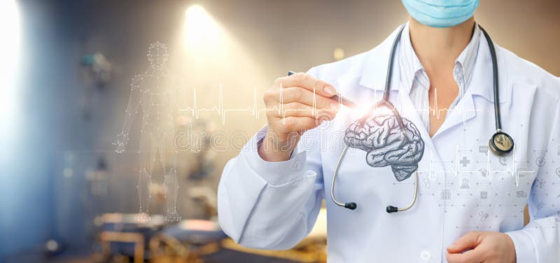 The concept of examining the brain of a patient stock photo
